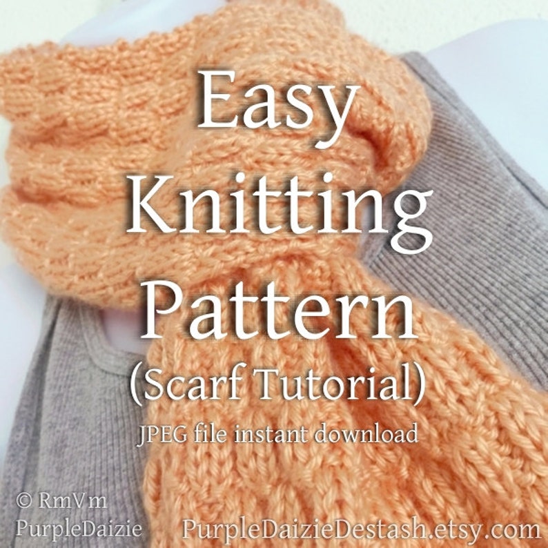 Easy Scarf Knitting Pattern Beginner Knitter Textured Scarf Tutorial You Can Sell What You Make JPEG File Digital Download image 2