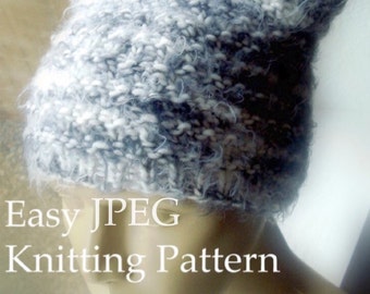 Easy Hat Knitting Pattern - DIY Beanie Tutorial - Kawaii Faux Ears - Digital Download - Sell What You Make -JPEG