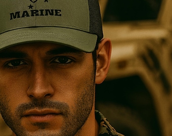USMC Trucker Hat | Embroidered Marines Military