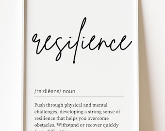 Resilience Definition Print, Inspirational Psychology Art (Digital Download)