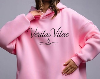 Luxury Veritas Vitae Oversized Hoodie Unisex Heavy Blend Sweatshirt for Fall | Spiritual Streetwear