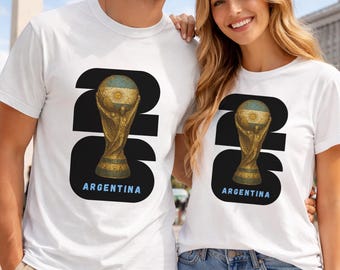 World Cup Trophy Argentina Flag Theme Vintage Trophy Logo for Football Soccer Fans