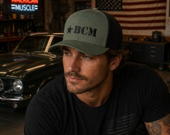 BCM Logo Trucker Hat Tactical Mesh Cap for Military, Veteran, and Outdoor Lifestyle