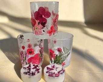 Fairy Tea Candles: Decorative Dried Flower Tea Candles and Votive Holders 2.5"x2"