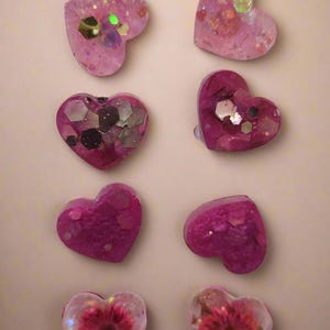 Heart Resin Flower Stud Earring Set (4 Pairs)