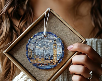 London Home Decoration | Stained Glass Style Ceramic Collectible | Travel Gift for Him or Her
