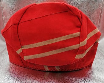 Nigeria Men's Red Cap/Fila Aso Oke,