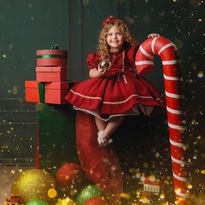 Rode jurk peuter handgemaakte elegante rode jurk - Perfect cadeau voor verjaardag, Pasen en kerst - Premiumkwaliteit jurk voor fotorekwisieten