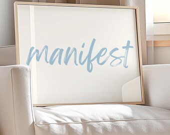 Manifestafdruk: trendy blauwe motiverende muurkunst (directe digitale download)