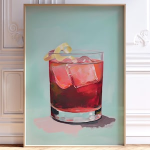 Negroni Cocktail Wall Art, Negroni Bar Cart Poster, Signature Cocktail, Trendy Bar Cart Print, Bar Cart Wall Art, Happy Hour Sign, Digital