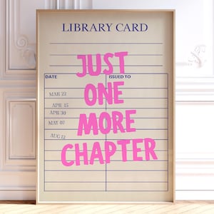 Retro Bibliothek Ausweis Druck, Vintage Bücherwurm Poster, Trendige Leseecke Druck, Girly Rosa Wohnheim Dekor, Buchliebhaber Wandkunst, digitale Kunst