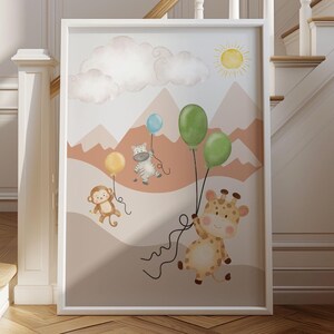 Safari Nursery Print, Animal Nursery Wall Art, Cute Whimsical Nursery Print, Playroom Decor, Neutral Nursery Wall Art, Digital Download Art