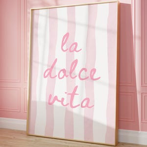 La Dolce Vita Print, Pink Trendy Wall Art, Coastal Italian Summer Aesthetic, Girly Preppy Dorm Room Decor, Beachy Wall Art, Digital Print