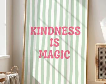 Lámina "La amabilidad es magia": Decoración de pared retro para el aula (Descarga digital)