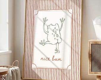 Impresión de trasero bonito: Arte de pared de baño con una rana divertida (descarga digital instantánea)