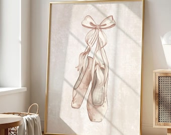 Ballettschuhe-Kunstdruck: Neutrale Wanddekoration fürs Kinderzimmer (Digitaler Download)
