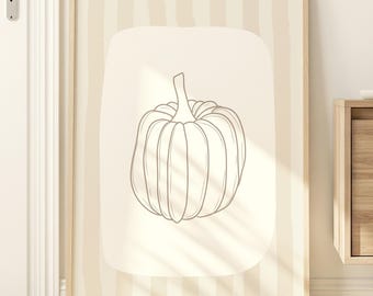 Decoración de pared con calabazas: Estampado otoñal en tonos neutros (Descarga digital)