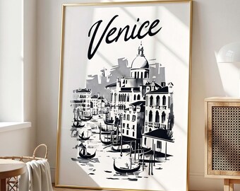 Venice Italy Wall Art: Trendy Retro Italy Travel Poster (Digital Download)