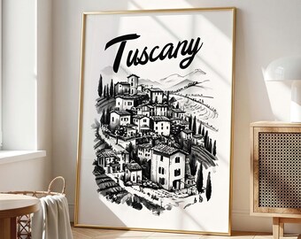 Tuscany Print: Trendy Retro Italy Travel Poster (Digital Download)
