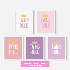 Twins Rule Print, Twins Nursery Wall Art, Girl Twins Nursery Decor, Digital Download, Twin Mama Gift, Twin Mom Gift, Multiples Wall Art