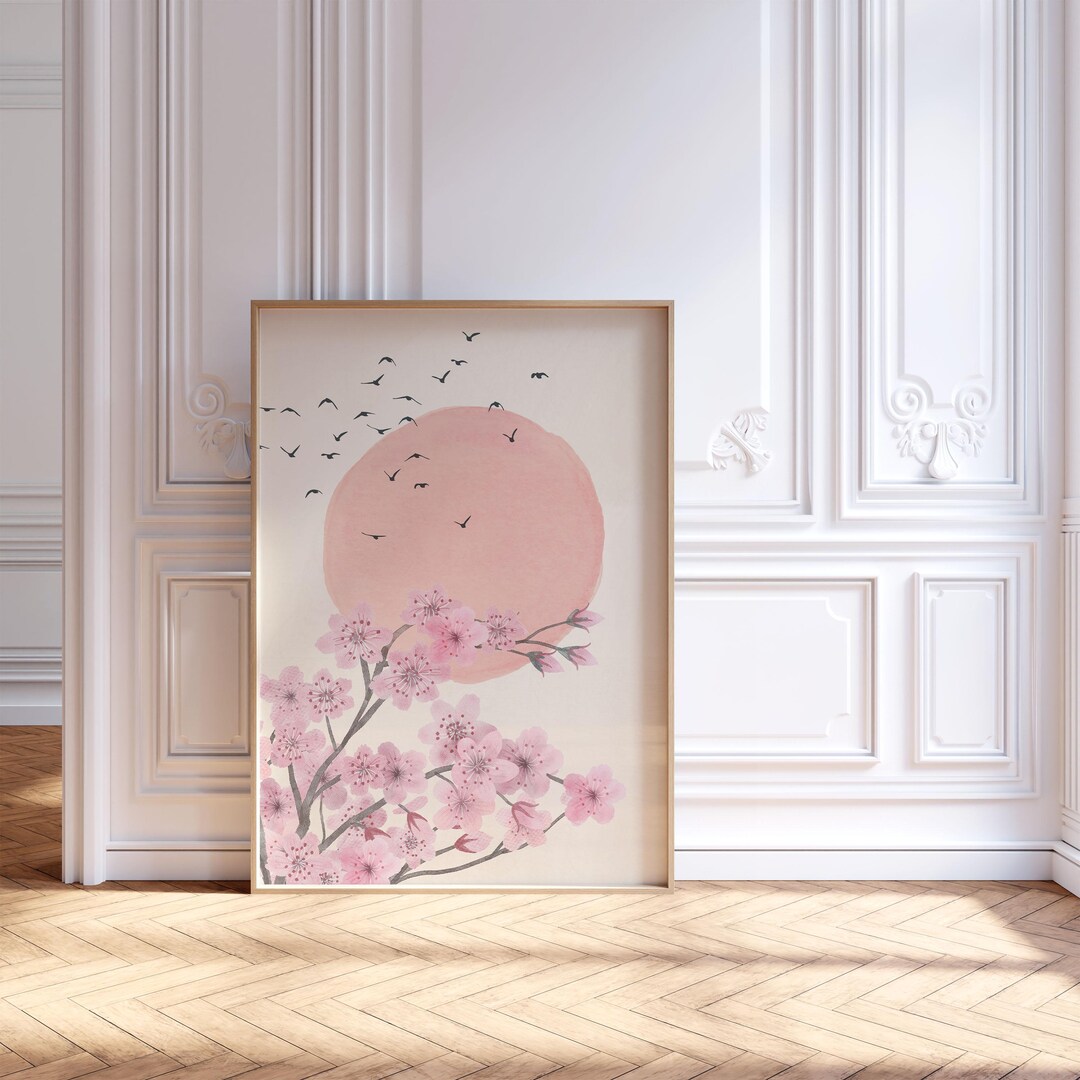 Japandi Wall Art, Japanese Cherry Blossom Painting, Wabi Sabi Wall Art ...