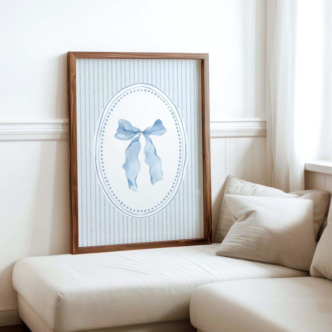 Blue Bow Printable Poster: Preppy Coquette Wall Art (instant Digital ...
