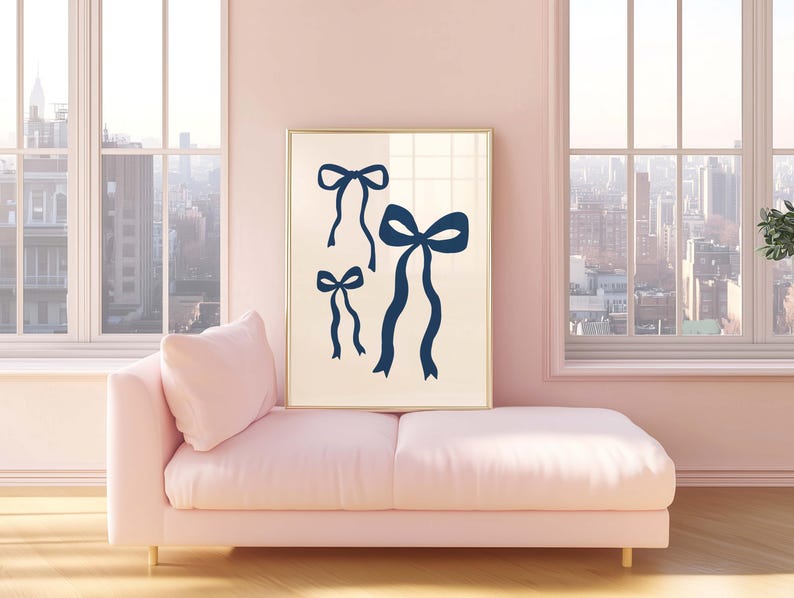 Navy Blue Trendy Dorm Prints Set Of 6, Retro Preppy Girly Dorm Decor, College Apartment Aesthetic, Cheetah Print, Kiss Lips Poster, Digital image 5