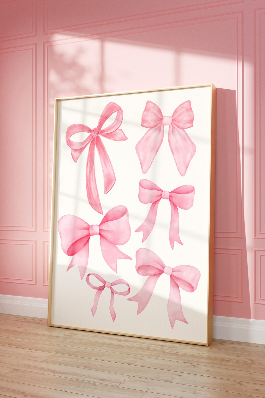Pink Bows Print, Girly Coquette Dorm Room Decor, Trendy Wall Art, Pink ...