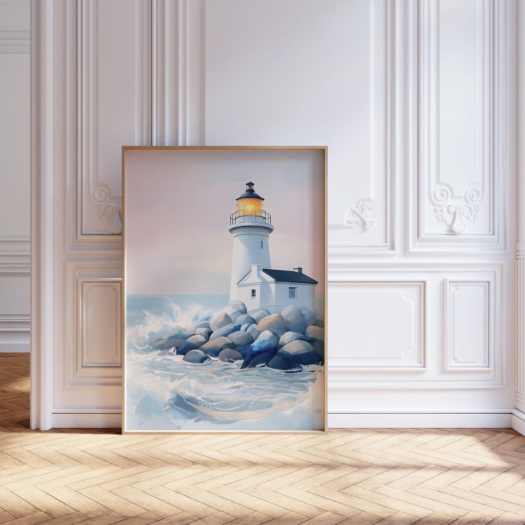 Lighthouse Ocean Wall Art Print, Nautical Wall Art, Coastal Wall Art ...