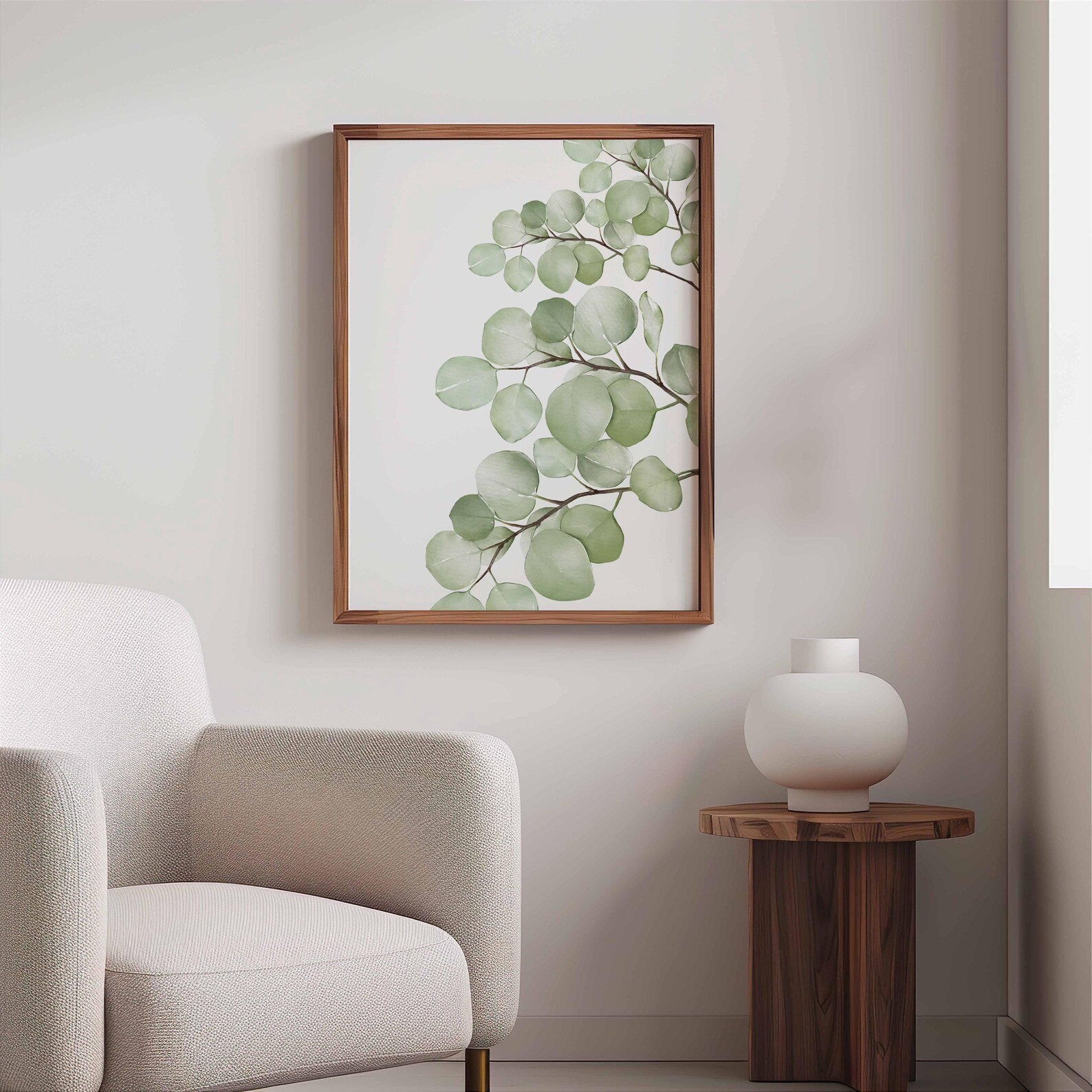 Green Eucalyptus Leaf Wall Art Print, Sage Green Wall Art, Botanical