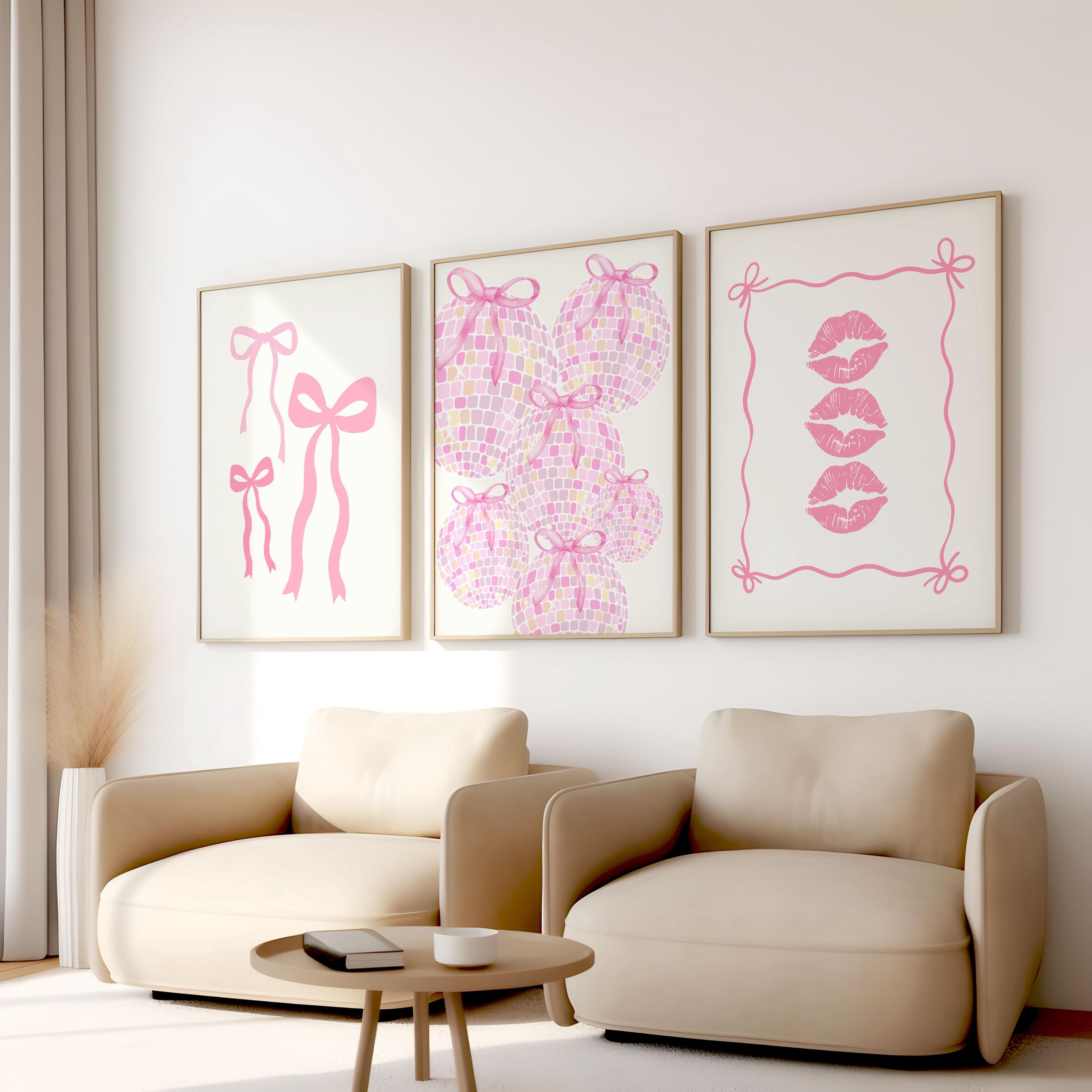 WINDVALE Stampe artistiche da parete con fiocco rosa, coquette estetica e decorazione preppy, poster chic con fiocco per camera da letto delle