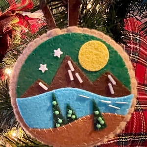 Handmade Ornament – Upcycled Colorado-Inspired Keepsake - Pikes Peak Mountain Scene