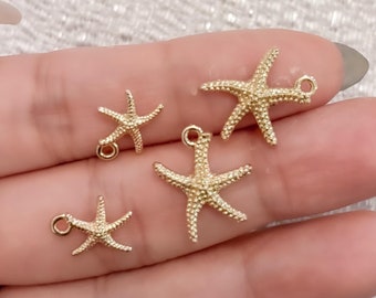 Gold Starfish Charms for Jewelry Making Supplies Starfish Bracelet Charm Starfish Earring Charm Ocean Beach DIY Craft Supplies