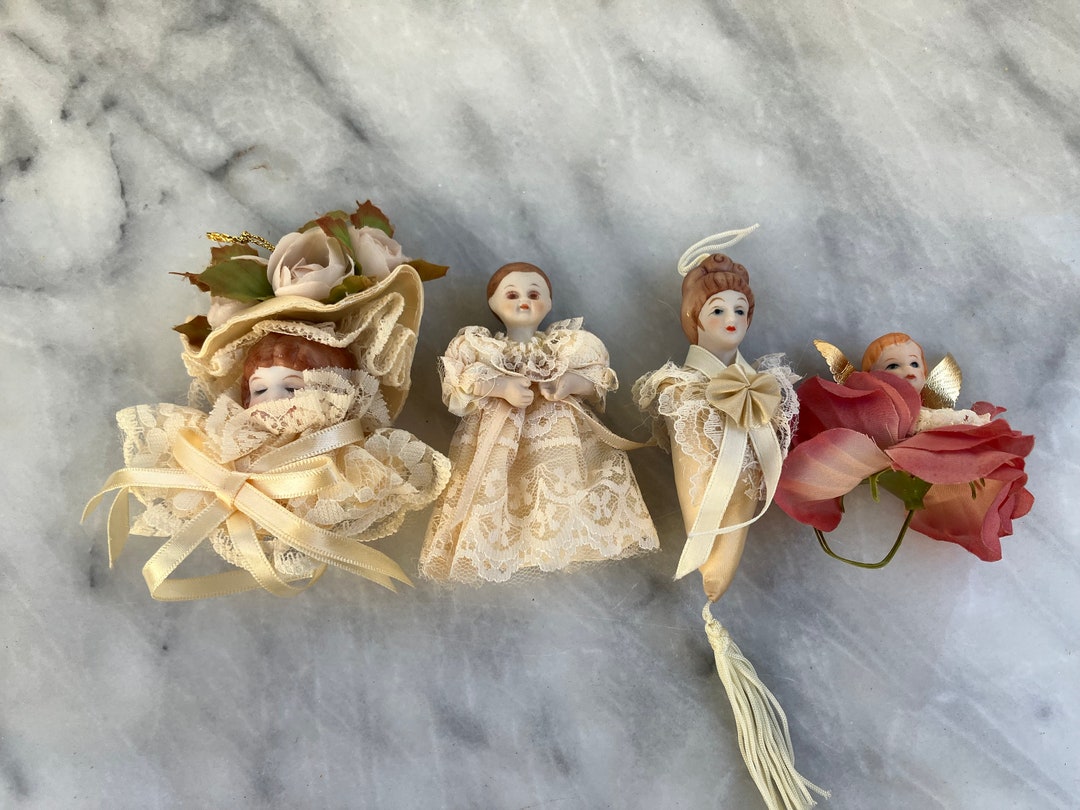 4 Porcelain Lady Ornaments /vintage Ladies Ornaments Etsy
