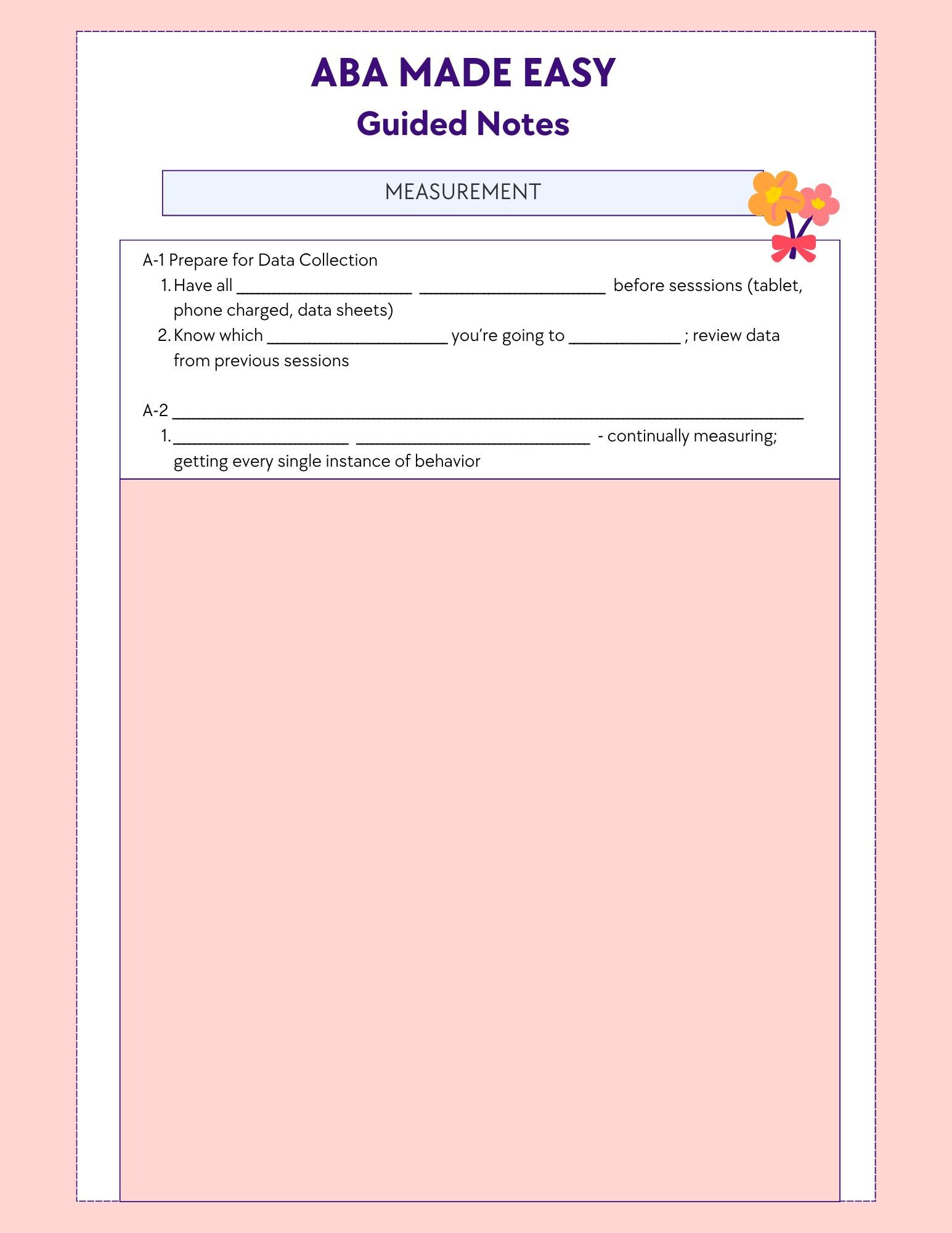 RBT Exam Guided Notes – Measurement Section | Fill-in Notes for ABA Made Easy Videos | 2 Pages ...