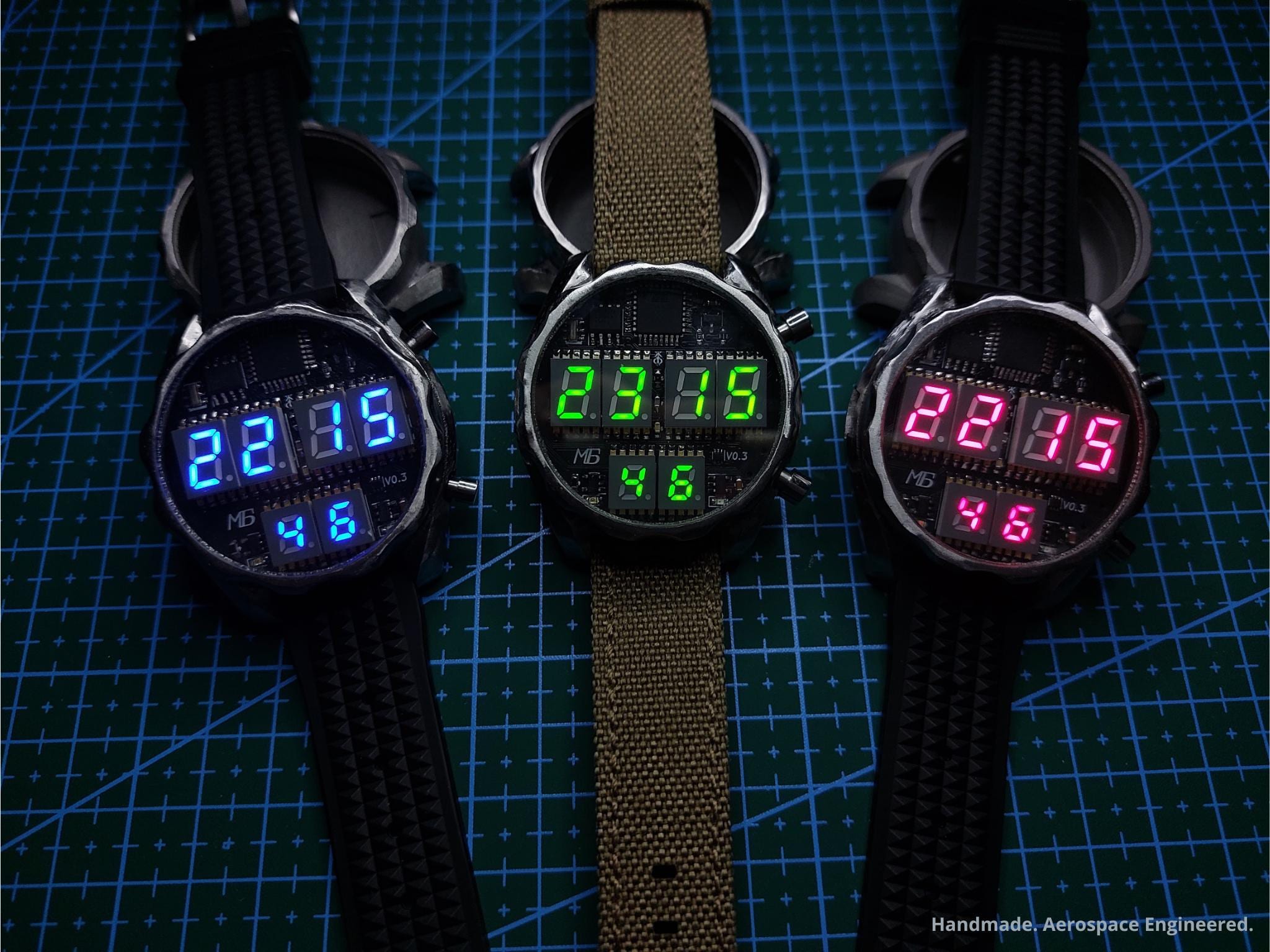 The Original V4 7-segment Watch | Handmade Digital Timepiece