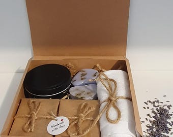 Handmade Goat Milk Soap Soy Candle Gift Set: Custom Scents, Face Towel - Australian Made.