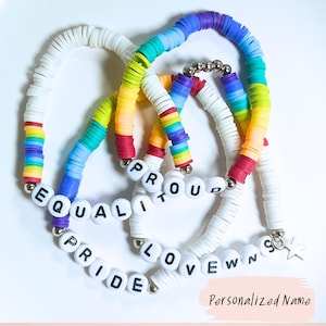 gifteful personalized | Custom Name Rainbow Bracelet | Stacking Mama Bracelet | Colorful Name Bracelet | Heishi word bracelet