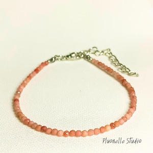 Minimalist Dainty Beads Gemstone Bracelet | Pink rhodonite 2mm Beads Crystal Bracelet | Healing Meditation Protection