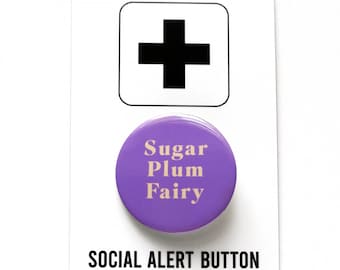 SUGAR PLUM FAIRY Holiday Pinback Button Stocking Stuffer