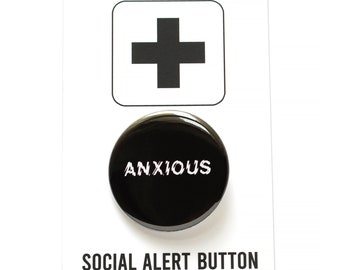 ANXIETY Pinback Button, mental health anxious badge