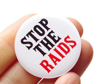 STOP THE RAIDS Pinback Button l Abolish Ice Social Justice Pin