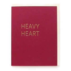 Carte HEAVY HEART Carte de sympathie l Carte triste l Carte de voeux en typographie à chaud l Saint-Valentin triste
