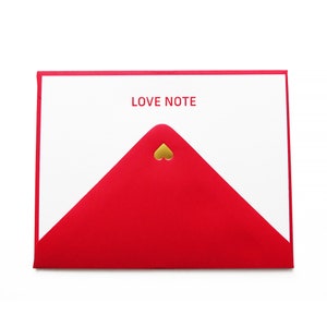 Ensemble de cartes de correspondance Love NOTES, d'aluminium à chaud, cartes de correspondance pour la Saint-Valentin, cartes typographiques rouges