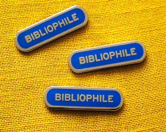 BIBLIOPHILE Pin l Bookish Enamel Pin l Blue Book Pin Reader Gift l Bibliophile Book Club Party Favor
