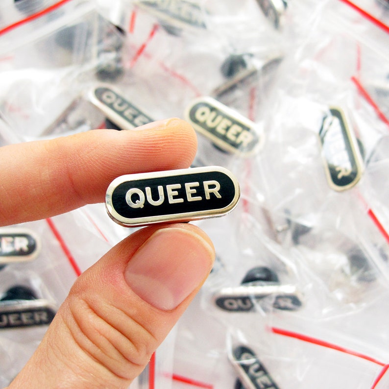 QUEER Enamel Lapel Pin gay stocking stuffer image 3