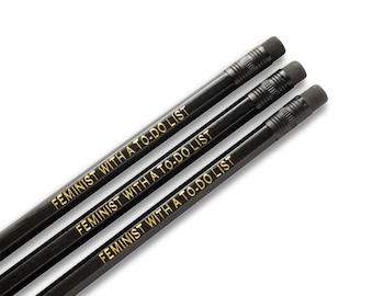 FEMINIST PENCIL Gold Foil Stamped Pencil Stocking Stuffer gift