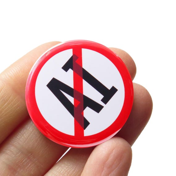 ANTI AI (Artificial Intelligence) Pinback Button l Support Artists Not AI, It Steals Human Art, Harms The Planet