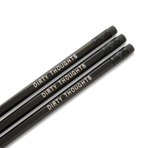 DIRTY THOUGHTS Pencil l Black Silver Hot Foil Stamped Pencil l Spicy Gift