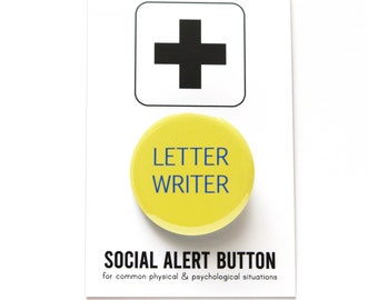 LETTER WRITER Pinback Button snail mail gift